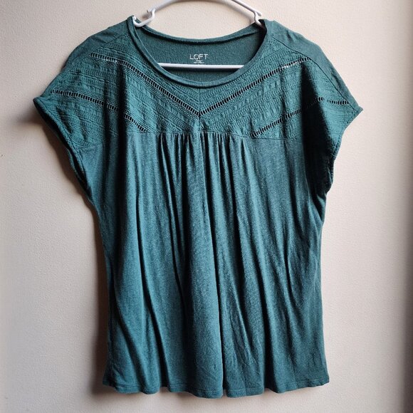 LOFT Aqua Scoop Neck Cap Sleeve Jersey Size Large - Picture 1 of 12